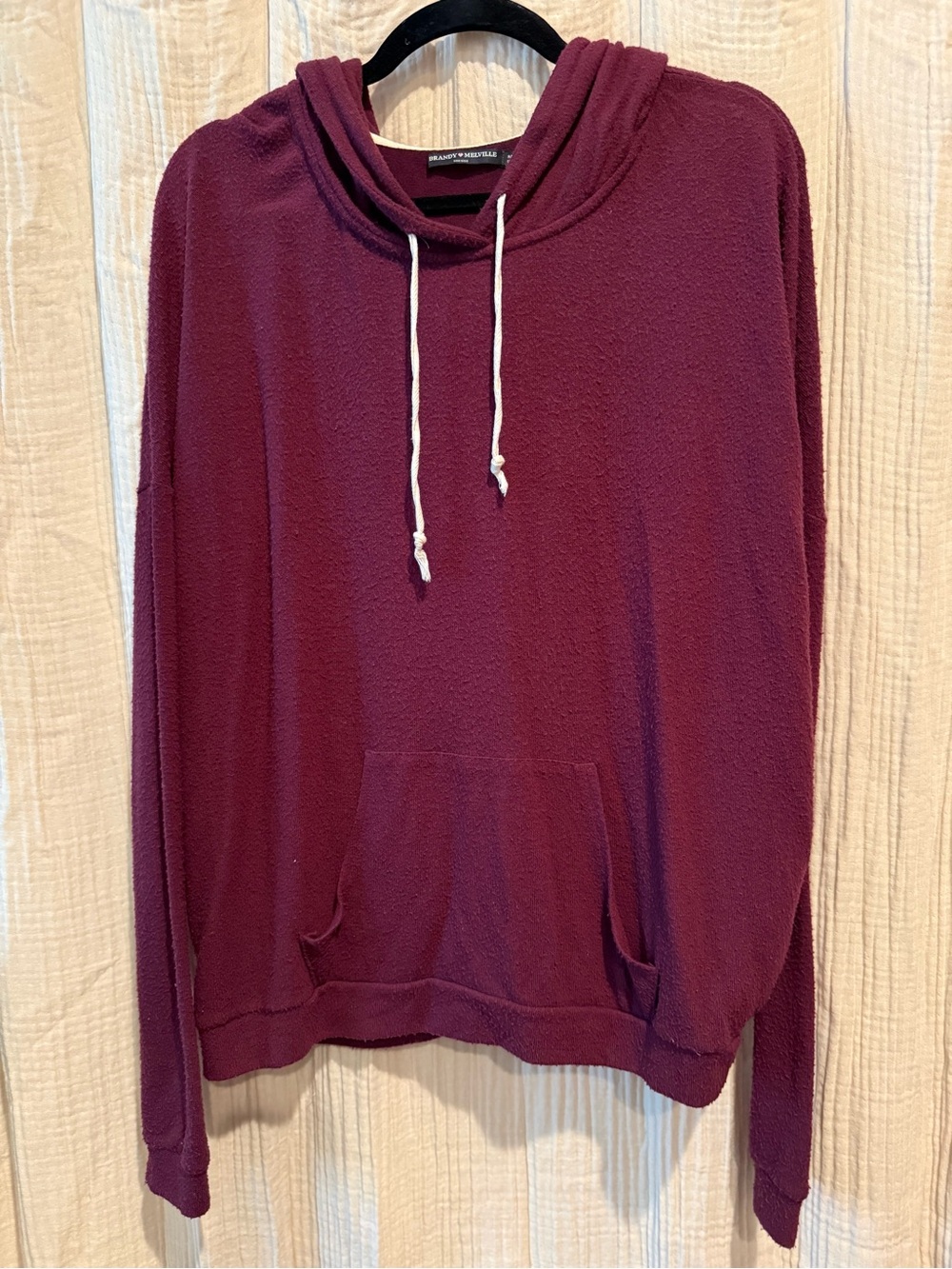 Brandy Melville Burgundy Hooded Pullover Sweater